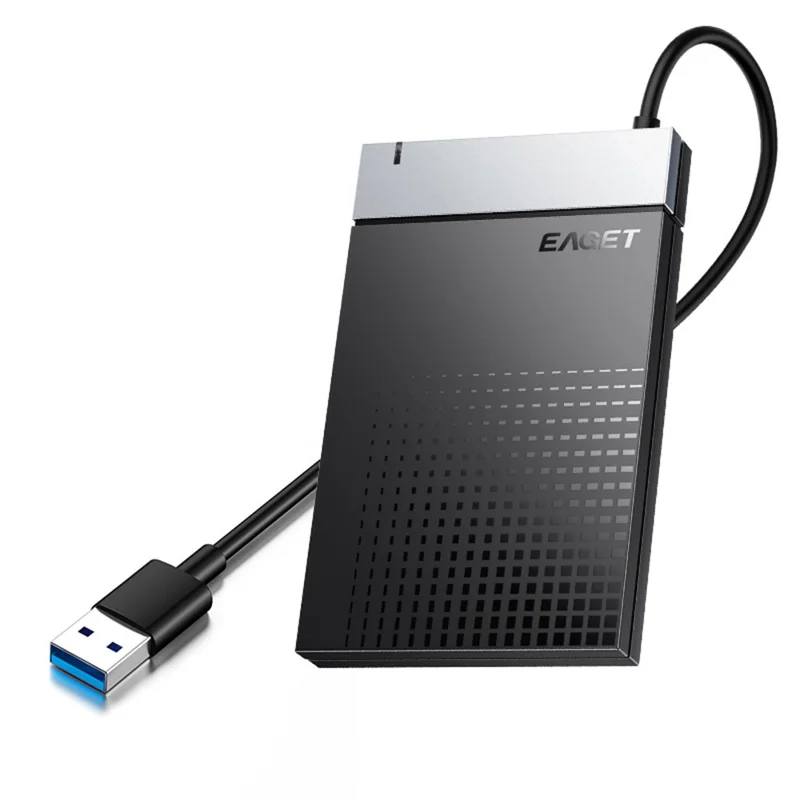 EAGET CE50 Caixa para Disco Rígido 2,5 Polegadas USB3.0 com Cabo USB-A Incorporado 5 Gbps, Caixa Externa para SSD HDD - Preto