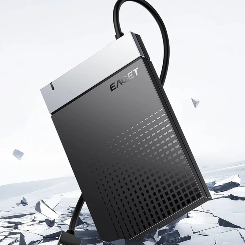 EAGET CE50 Caixa para Disco Rígido 2,5 Polegadas USB3.0 com Cabo USB-A Incorporado 5 Gbps, Caixa Externa para SSD HDD - Preto