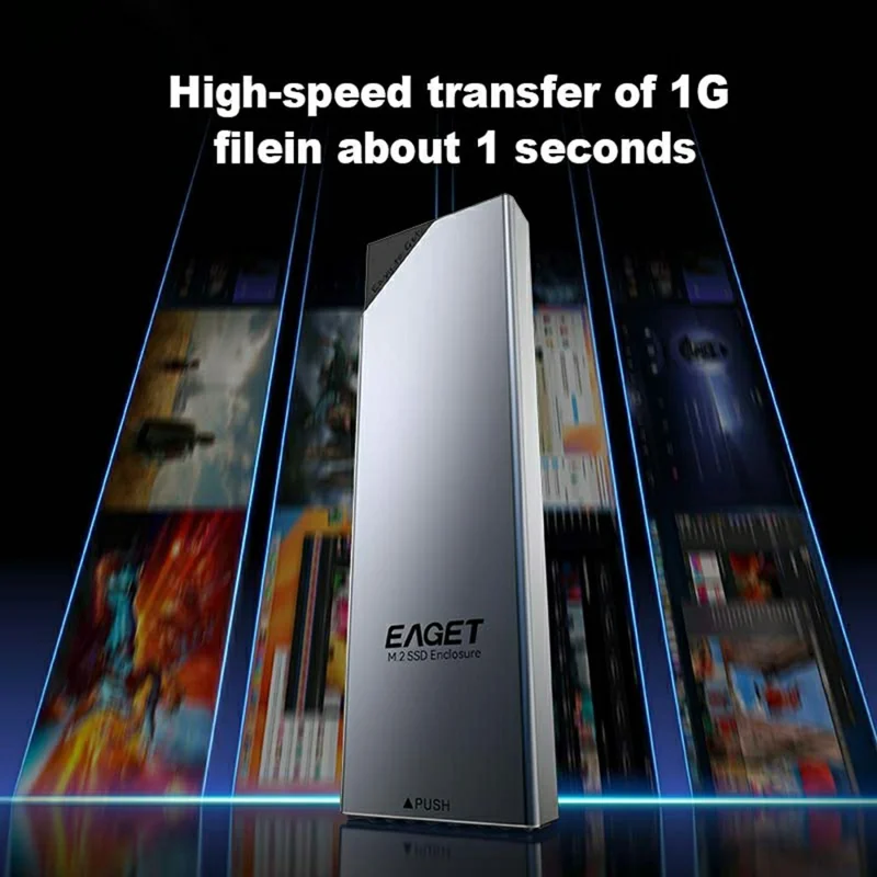 EAGET SE630N M.2 NVMe Single Protocol SSD Enclosure 10Gbps USB 3.2 Type-C External SSD Case, Support 8TB Max