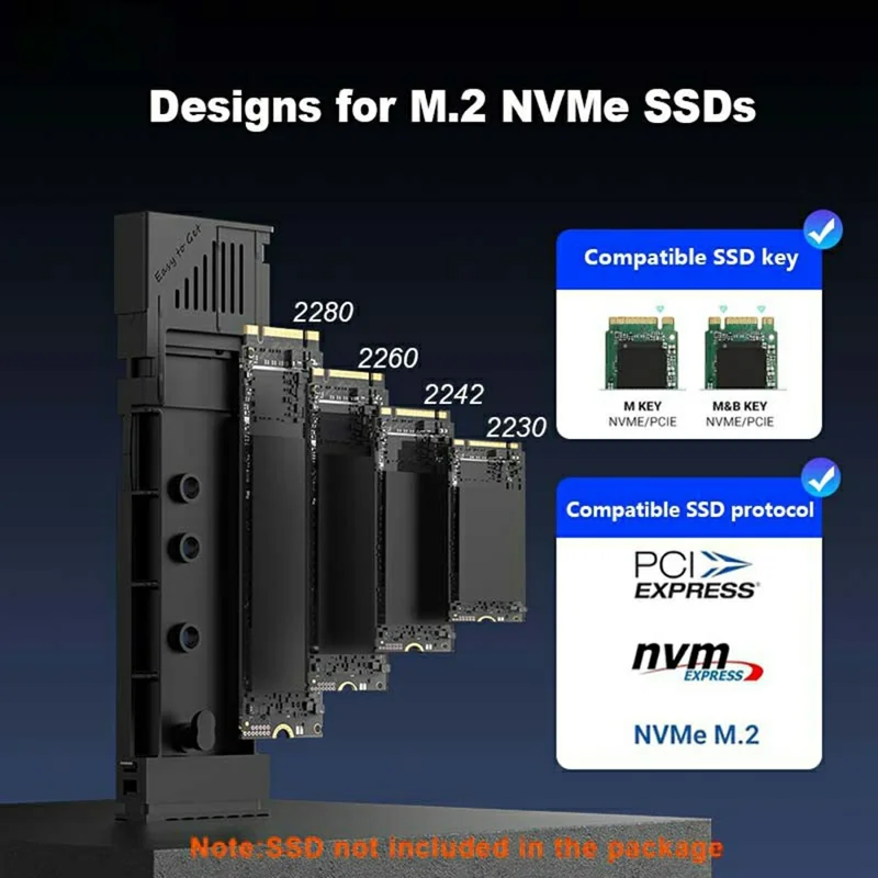 EAGET SE630N M.2 NVMe Single Protocol SSD Enclosure 10Gbps USB 3.2 Type-C External SSD Case, Support 8TB Max
