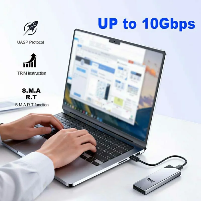 EAGET SE630N M.2 NVMe Single Protocol SSD Enclosure 10Gbps USB 3.2 Type-C External SSD Case, Support 8TB Max