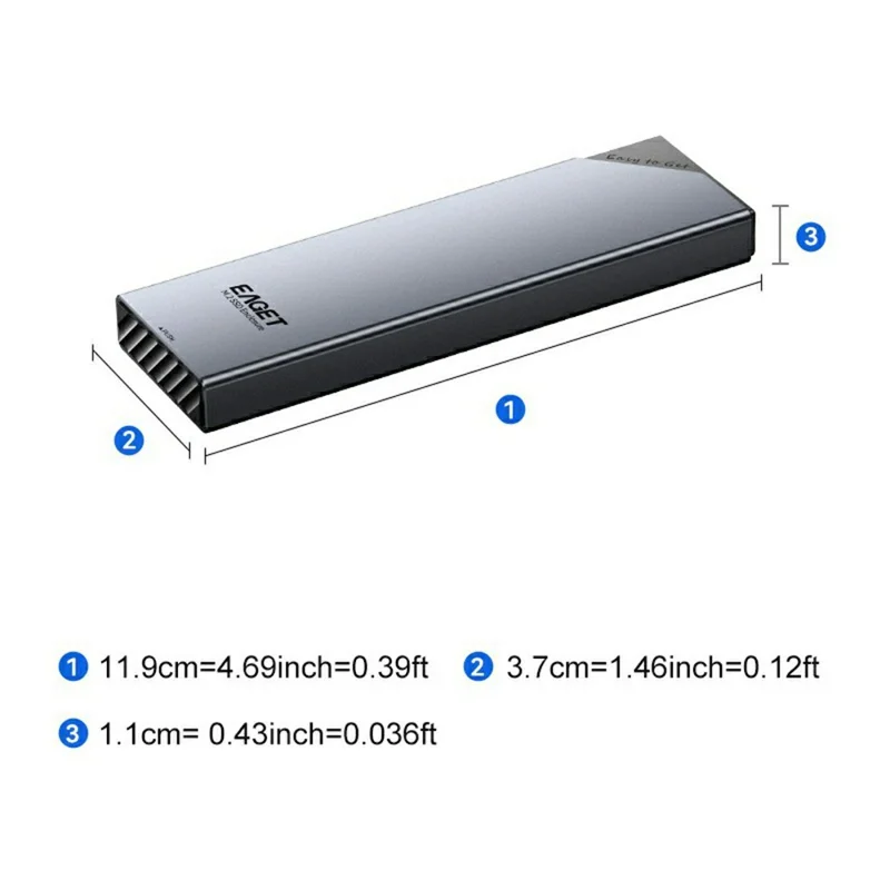 EAGET SE630N M.2 NVMe Single Protocol SSD Enclosure 10Gbps USB 3.2 Type-C External SSD Case, Support 8TB Max
