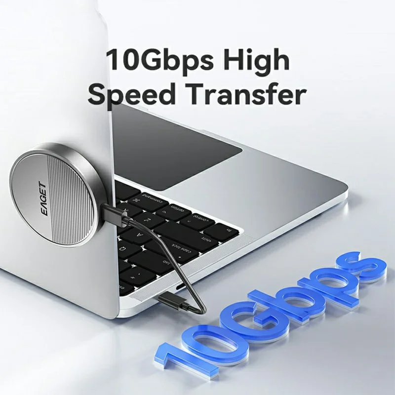 EAGET SE880 Caixa de SSD NVMe M.2 Magnética em Liga de Alumínio, Caixa Externa de SSD Tipo-C 10 Gbps
