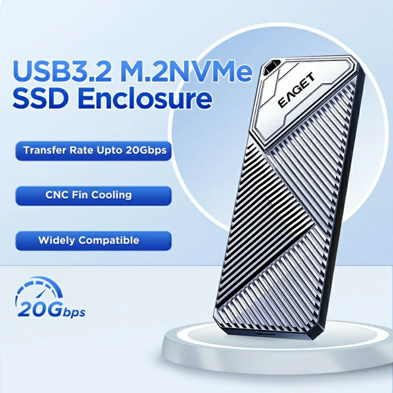 EAGET SE2000 M.2 NVMe SSD Enclosure 20Gbps High Speed USB3.2 Gen2 Type-C External SSD Case