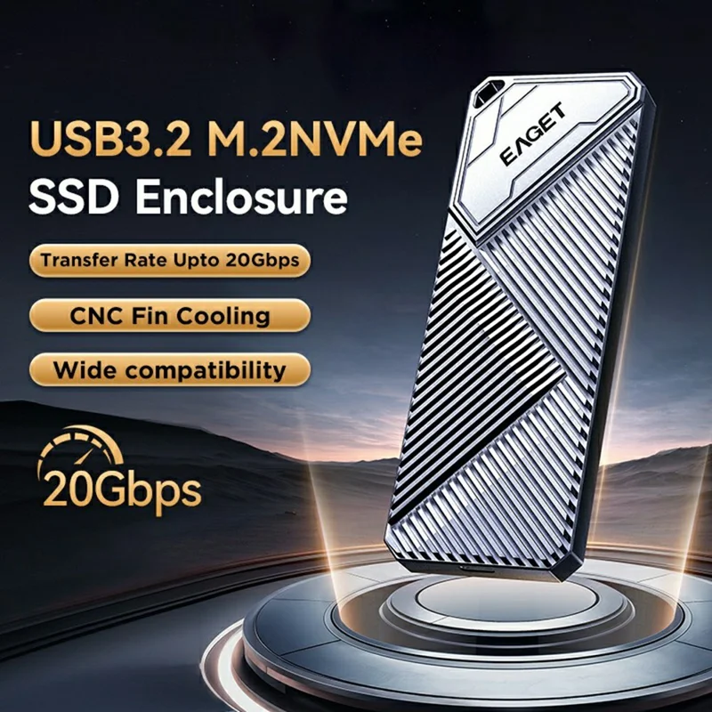 EAGET SE2000 M.2 NVMe SSD Enclosure 20Gbps High Speed USB3.2 Gen2 Type-C External SSD Case