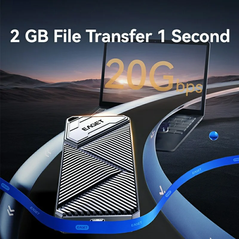 EAGET SE2000 M.2 NVMe SSD Enclosure 20Gbps High Speed USB3.2 Gen2 Type-C External SSD Case
