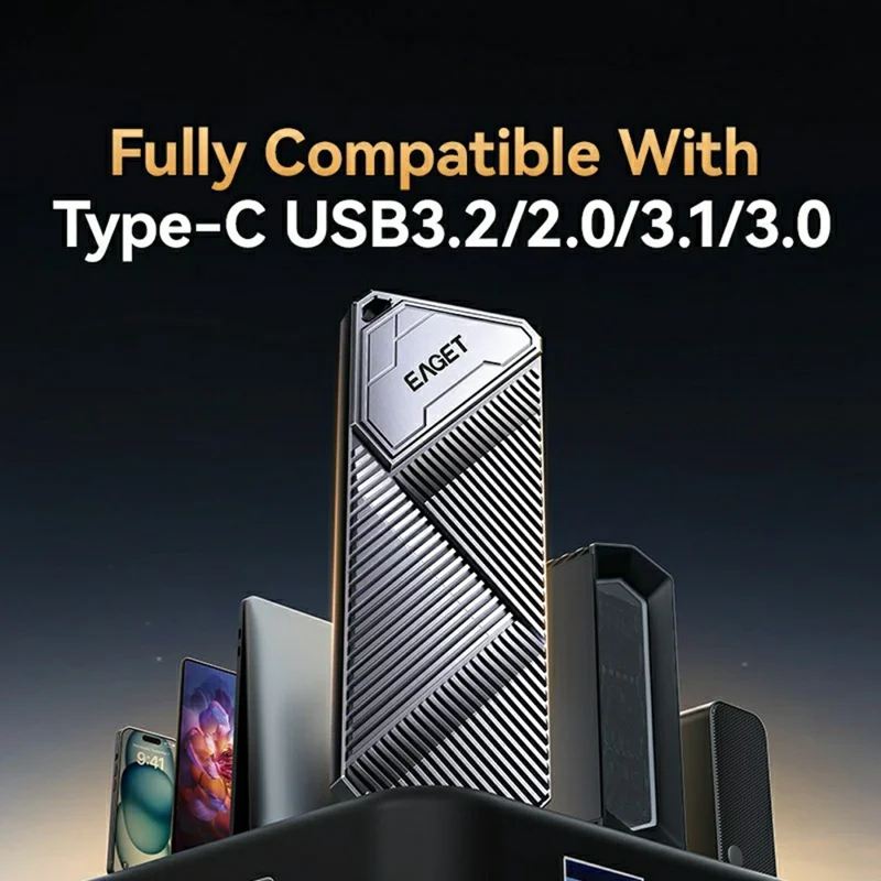 EAGET SE2000 M.2 NVMe SSD Enclosure 20Gbps High Speed USB3.2 Gen2 Type-C External SSD Case
