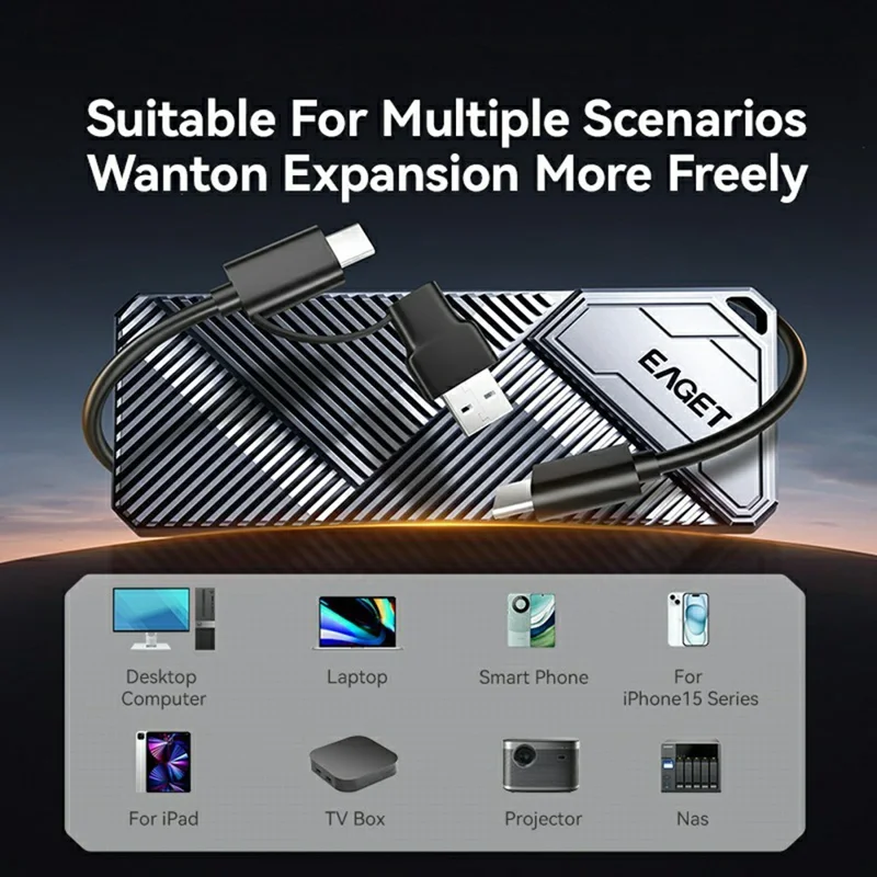 EAGET SE2000 M.2 NVMe SSD Enclosure 20Gbps High Speed USB3.2 Gen2 Type-C External SSD Case
