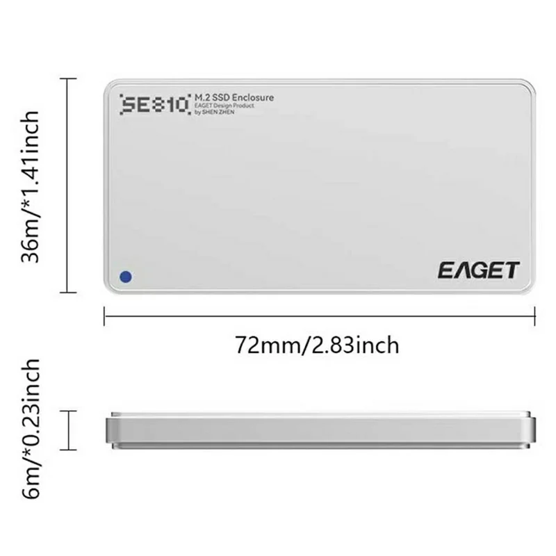 EAGET SE810N M.2 NVMe SSD Enclosure Aluminum Alloy 10Gbps USB-C External SSD Case Support 8TB Max