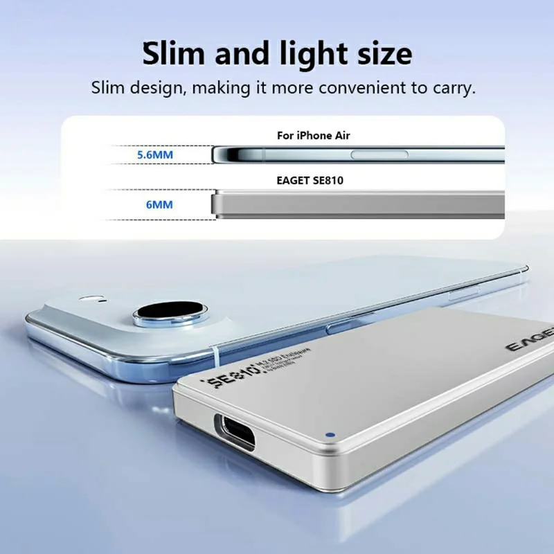 EAGET SE810N M.2 NVMe SSD Enclosure Aluminum Alloy 10Gbps USB-C External SSD Case Support 8TB Max