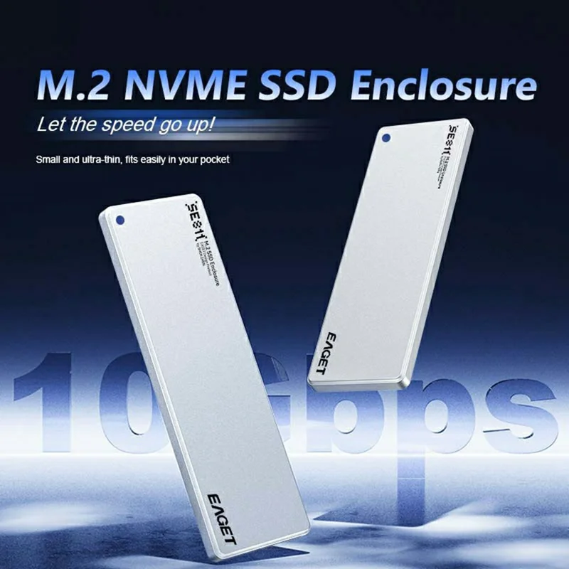EAGET SE811N Caixa para SSD M.2 NVMe Tipo-C 10Gbps, Caixa Externa em Liga de Alumínio, Suporte até 8TB