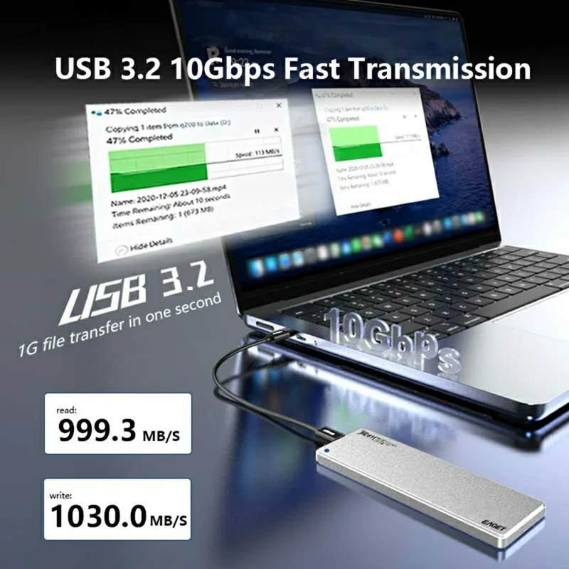 EAGET SE811N Caixa para SSD M.2 NVMe Tipo-C 10Gbps, Caixa Externa em Liga de Alumínio, Suporte até 8TB