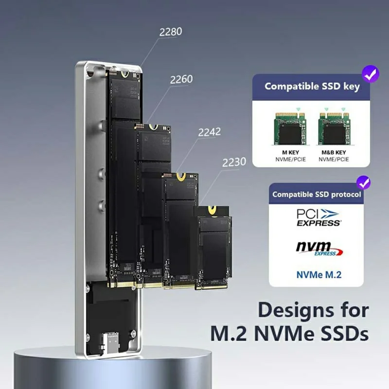 EAGET SE811N Caixa para SSD M.2 NVMe Tipo-C 10Gbps, Caixa Externa em Liga de Alumínio, Suporte até 8TB