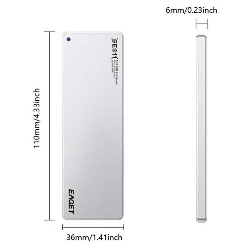 EAGET SE811N Caixa para SSD M.2 NVMe Tipo-C 10Gbps, Caixa Externa em Liga de Alumínio, Suporte até 8TB
