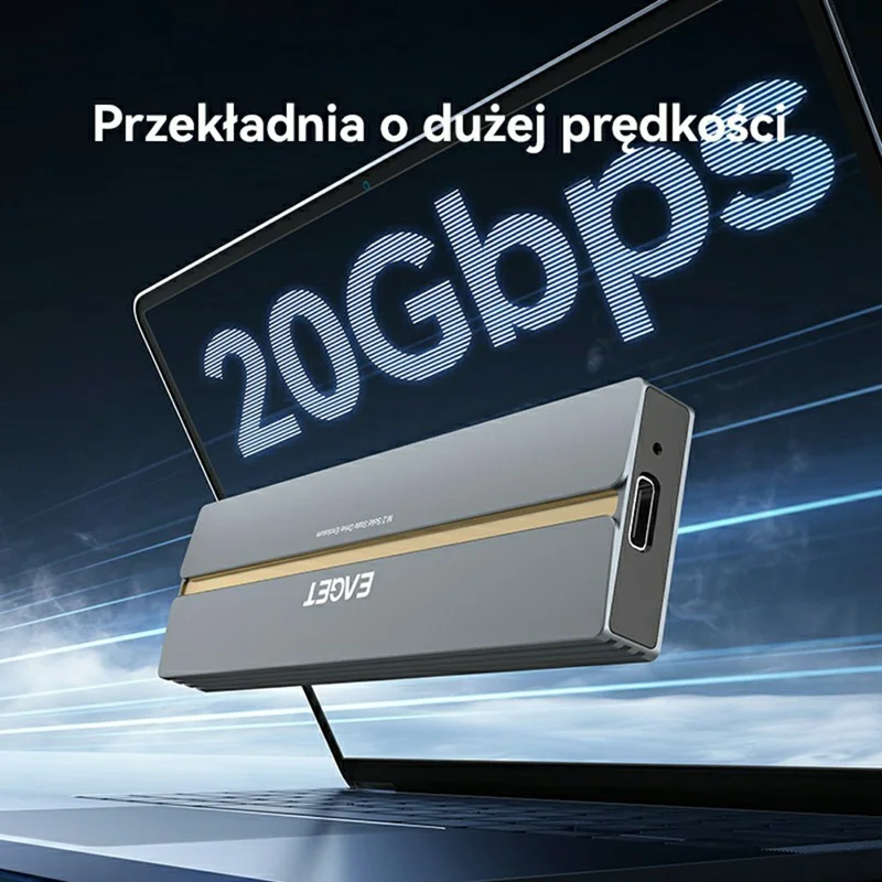 EAGET SE2100 Caixa Externa M.2 NVMe SSD 20Gbps USB 3.2 Gen2X2 Tipo-C em Liga de Alumínio