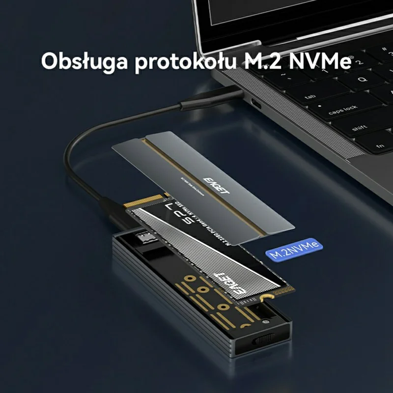 EAGET SE2100 Caixa Externa M.2 NVMe SSD 20Gbps USB 3.2 Gen2X2 Tipo-C em Liga de Alumínio