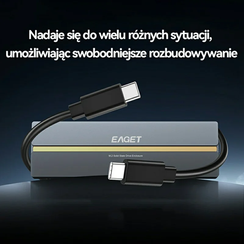 EAGET SE2100 Caixa Externa M.2 NVMe SSD 20Gbps USB 3.2 Gen2X2 Tipo-C em Liga de Alumínio