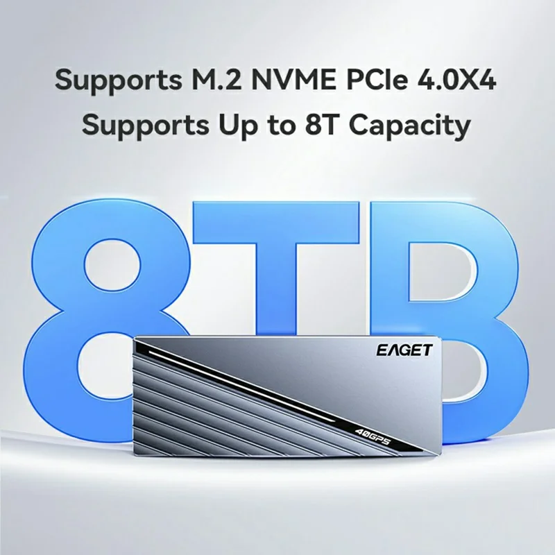 EAGET SE4100 40Gbps USB 4.0 M.2 NVMe SSD Enclosure for 2230 / 2242 / 2260 / 2280 SSD Up to 8TB