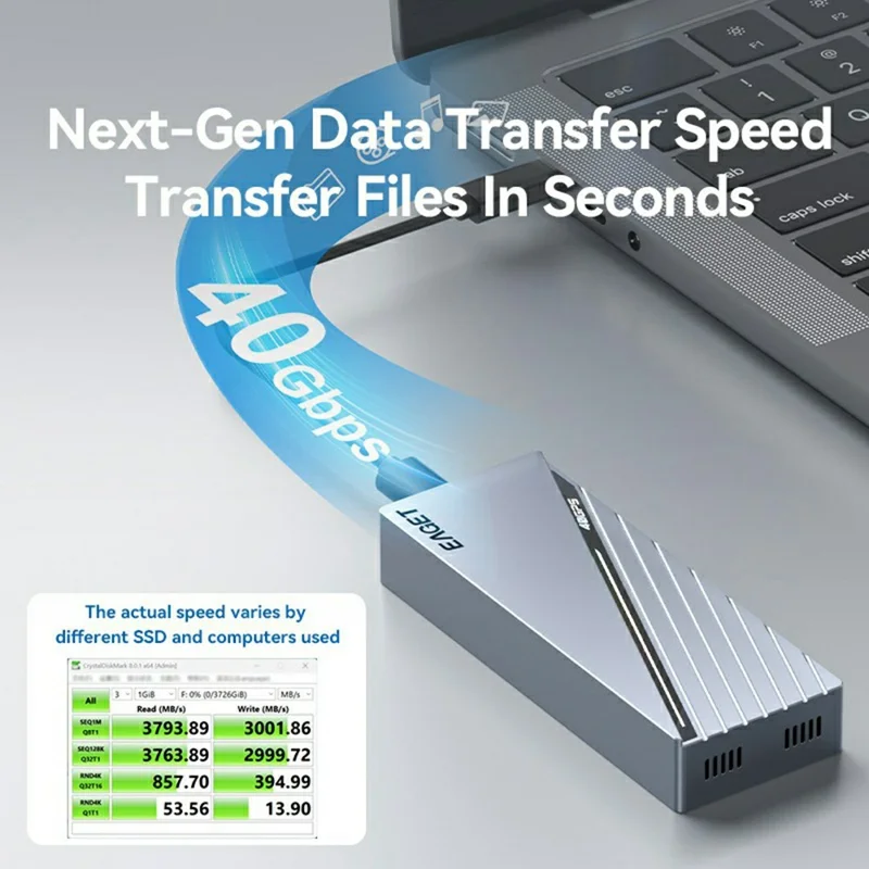 EAGET SE4100 40Gbps USB 4.0 M.2 NVMe SSD Enclosure for 2230 / 2242 / 2260 / 2280 SSD Up to 8TB