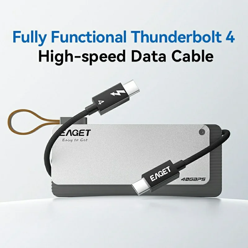 EAGET TSE4500 40 Gbps Caixa para SSD M.2 NVMe USB 4.0, Suporte Thunderbolt 4, Caixa para Disco Rígido até 8 TB, para Edição de Vídeo e Jogos - Cinza Prateado