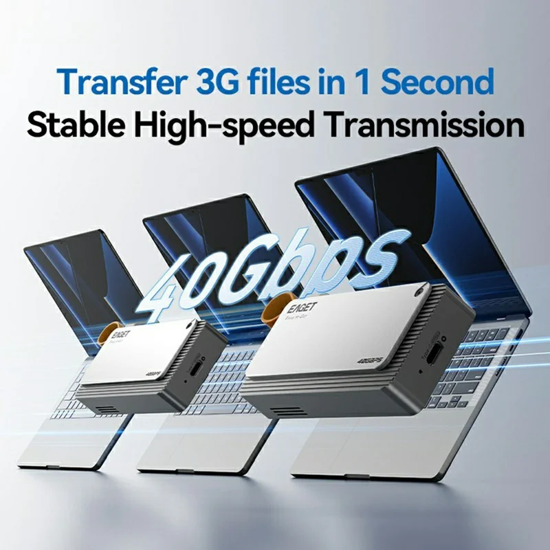 EAGET TSE4500 40 Gbps Caixa para SSD M.2 NVMe USB 4.0, Suporte Thunderbolt 4, Caixa para Disco Rígido até 8 TB, para Edição de Vídeo e Jogos - Cinza Prateado