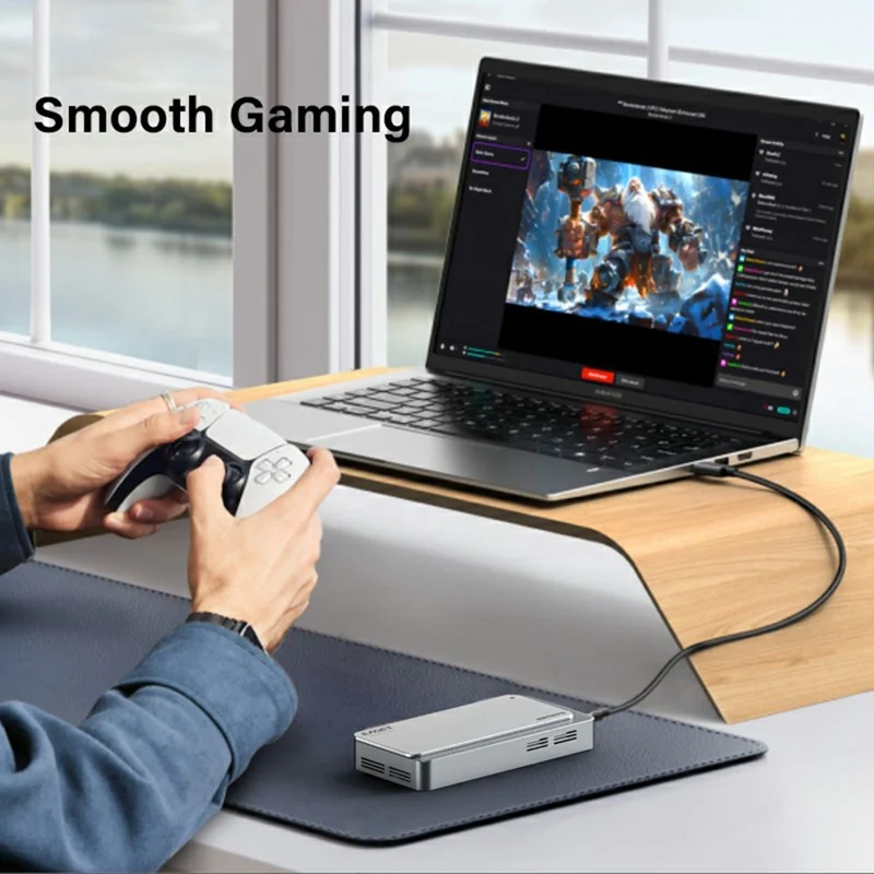 EAGET TSE8500 M.2 NVMe Enclosure 80Gbps USB-C 4.0 8TB Support Aluminum Alloy External Hard Drive Case - Silver Grey