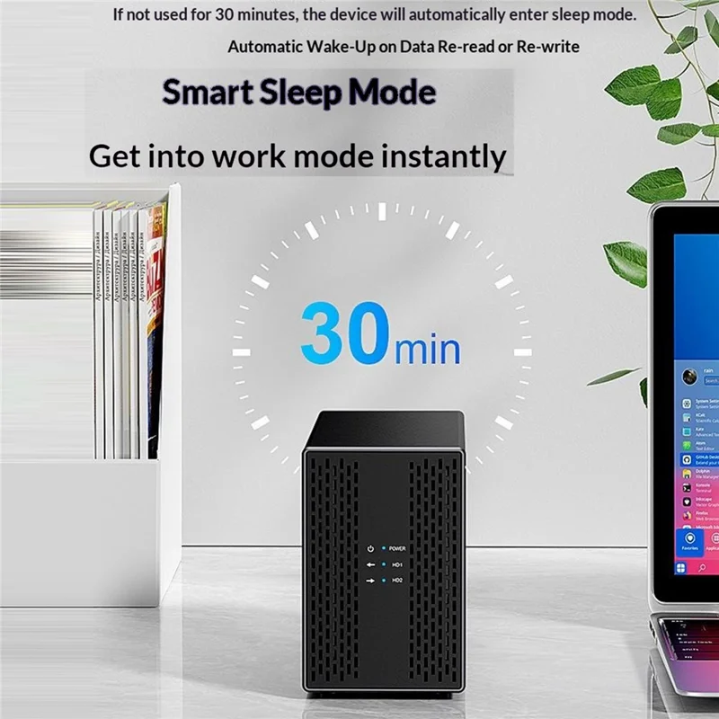 BLUEENDLESS Dual-Bay Hard Drive Enclosure USB3.0 5Gbps RAID 0 / 1 / JBOD SATA 2.5 / 3.5 Inch HDD SSD External Storage - EU Plug