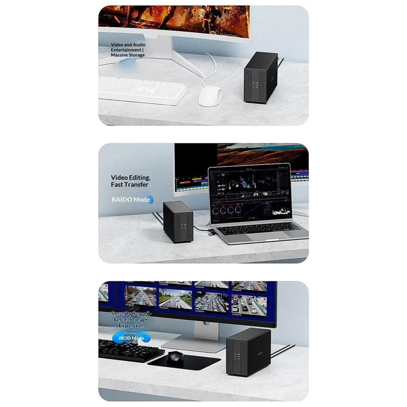 BLUEENDLESS Dual-Bay Hard Drive Enclosure USB3.0 5Gbps RAID 0 / 1 / JBOD SATA 2.5 / 3.5 Inch HDD SSD External Storage - EU Plug