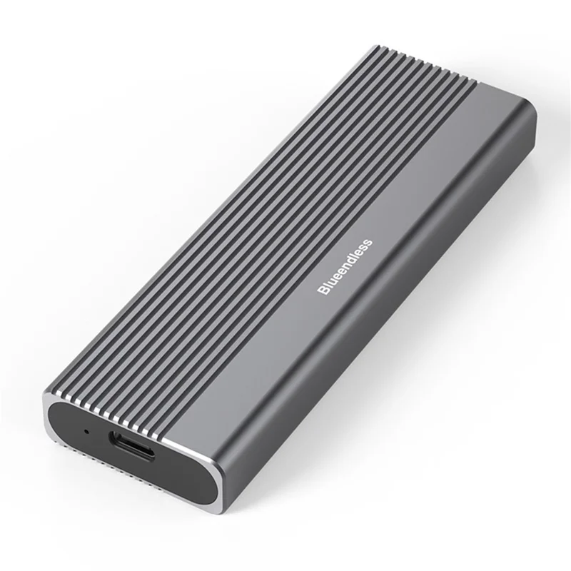 BLUEENDLESS M.2 SSD Enclosure NVMe / SATA Dual Protocol Type-C External SSD Reader for Mobile Storage - Grey