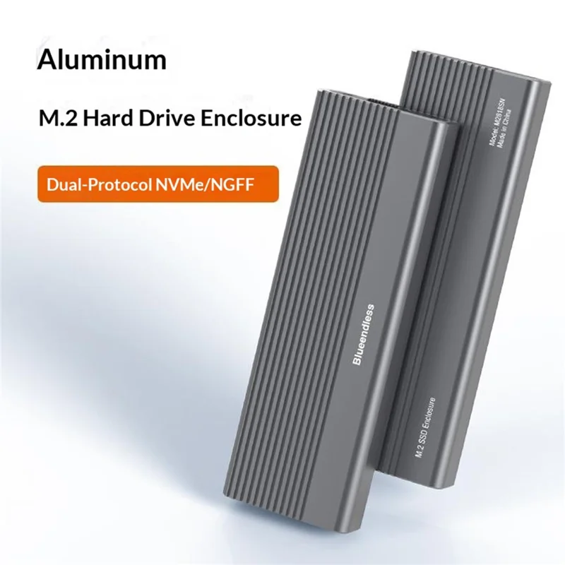 BLUEENDLESS M.2 SSD Enclosure NVMe / SATA Dual Protocol Type-C External SSD Reader for Mobile Storage - Grey