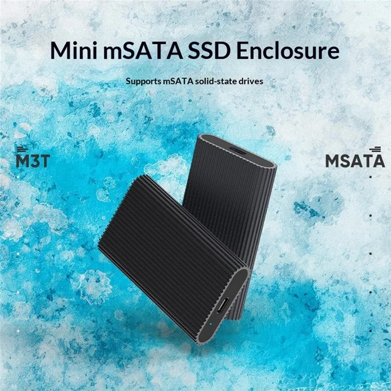BLUEENDLESS MSATA SSD Enclosure Type-C USB3.1 Gen1 Aluminum Alloy Heat Dissipation External Reader for Laptop Old SSD - Black