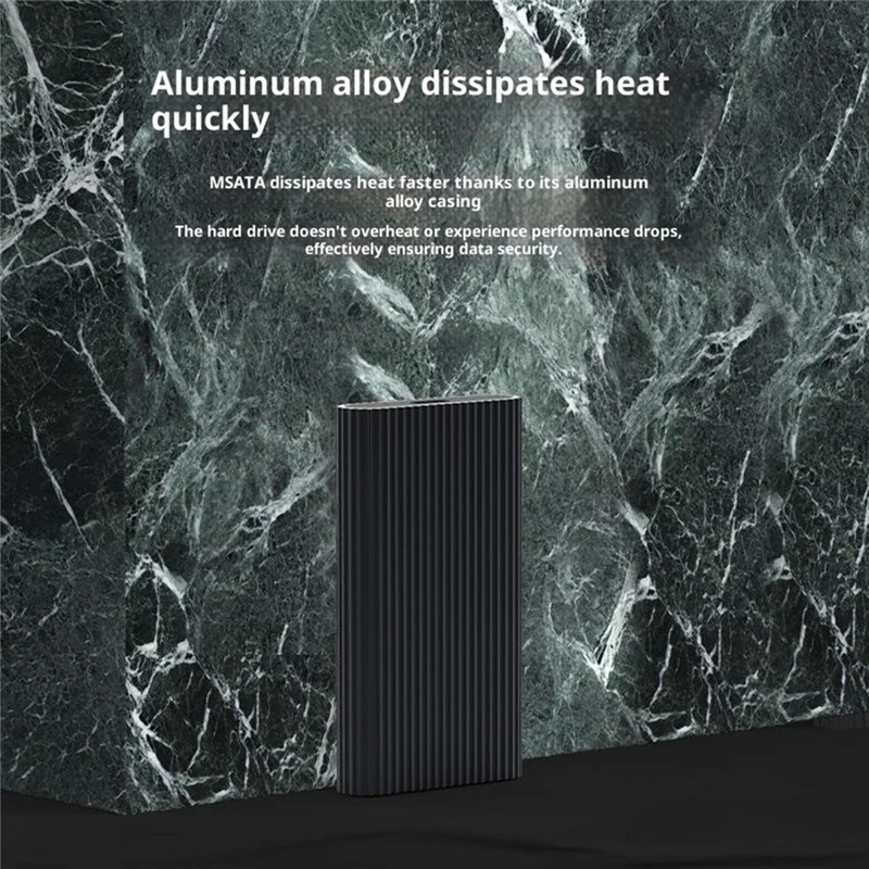 BLUEENDLESS MSATA SSD Enclosure Type-C USB3.1 Gen1 Aluminum Alloy Heat Dissipation External Reader for Laptop Old SSD - Black