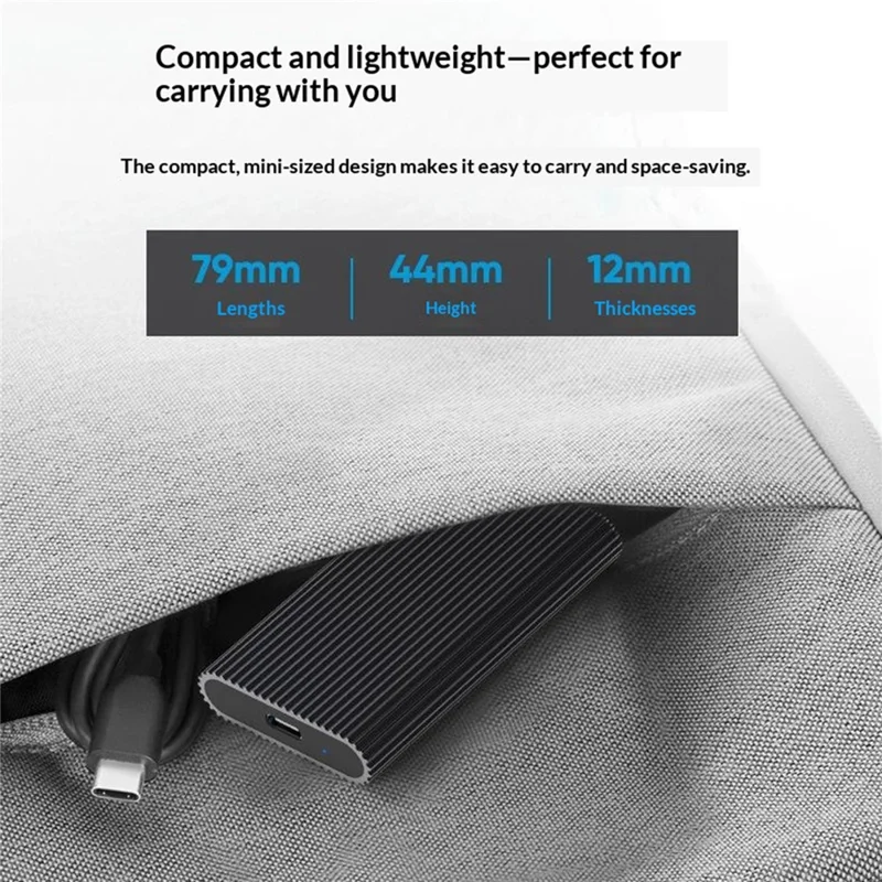 BLUEENDLESS MSATA SSD Enclosure Type-C USB3.1 Gen1 Aluminum Alloy Heat Dissipation External Reader for Laptop Old SSD - Black