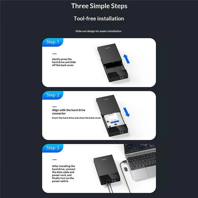 BLUEENDLESS MR35T HUB Desktop 3.5 Inch Hard Drive Enclosure 20TB Large Capacity External Powered Storage Expansion Hub - Black