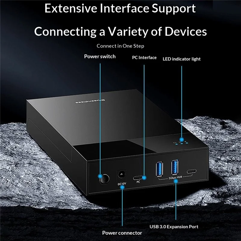 BLUEENDLESS MR35T HUB Desktop 3.5 Inch Hard Drive Enclosure 20TB Large Capacity External Powered Storage Expansion Hub - Black
