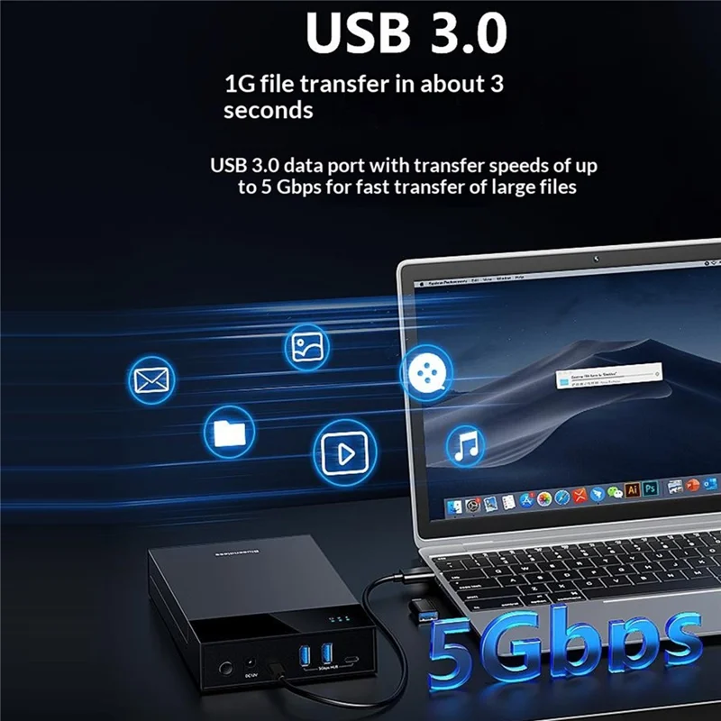 BLUEENDLESS MR35T HUB Desktop 3.5 Inch Hard Drive Enclosure 20TB Large Capacity External Powered Storage Expansion Hub - Black