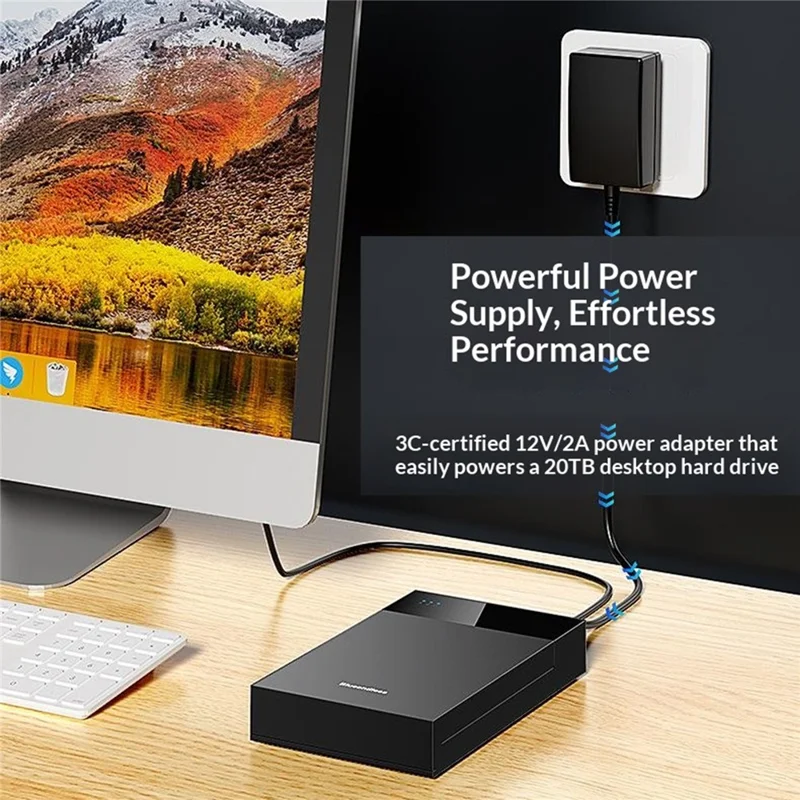 BLUEENDLESS MR35T HUB Desktop 3.5 Inch Hard Drive Enclosure 20TB Large Capacity External Powered Storage Expansion Hub - Black