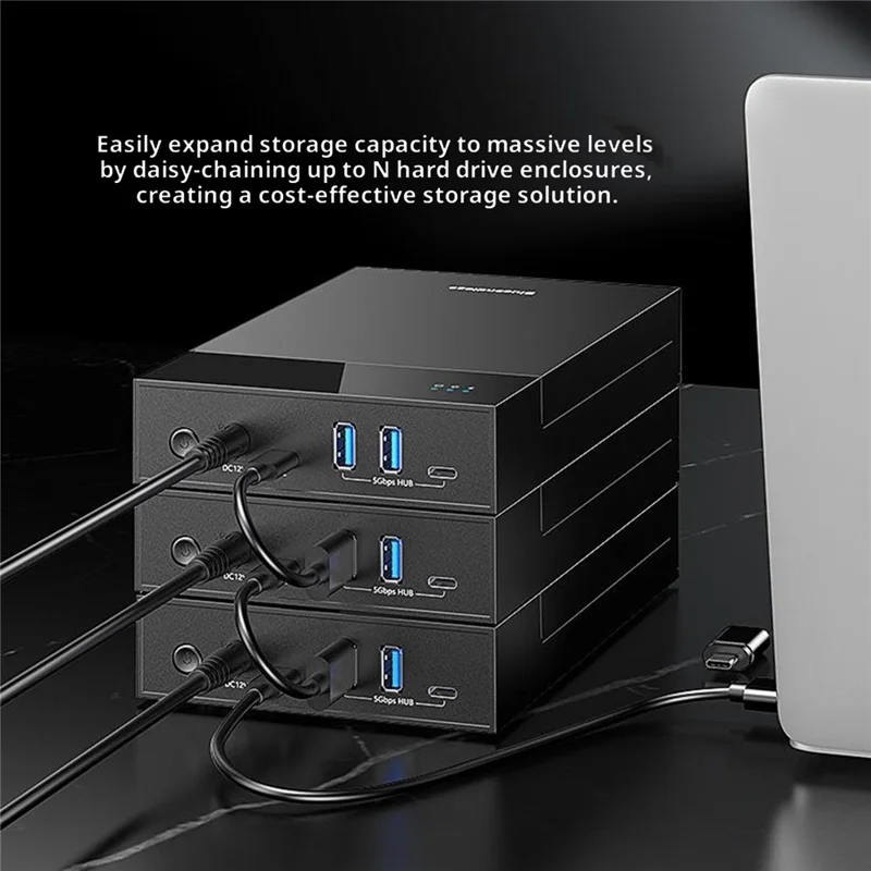 BLUEENDLESS MR35T HUB Desktop 3.5 Inch Hard Drive Enclosure 20TB Large Capacity External Powered Storage Expansion Hub - Black