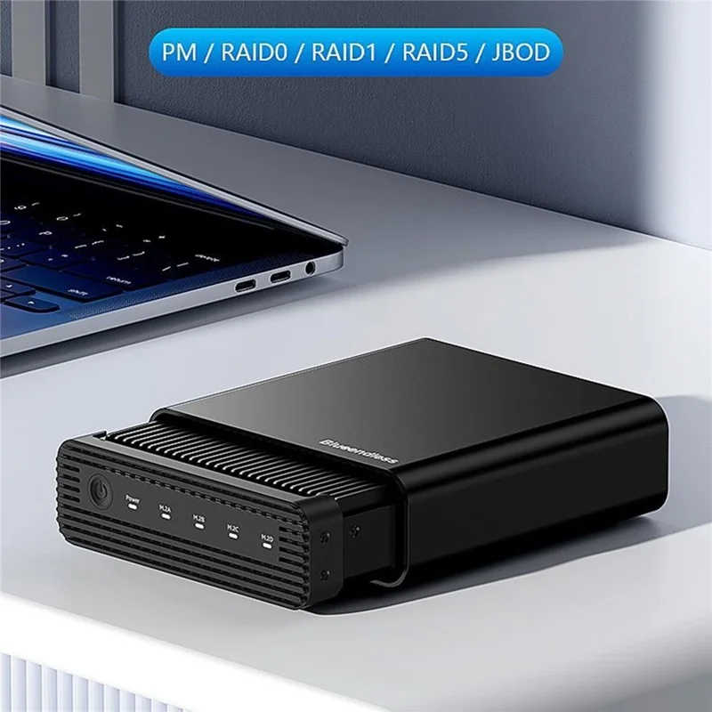 BLUEENDLESS DB2804U4 4-Bay M.2 NVMe SSD Enclosure USB4 40Gbps 32TB Capacity Aluminum RAID Support - Black