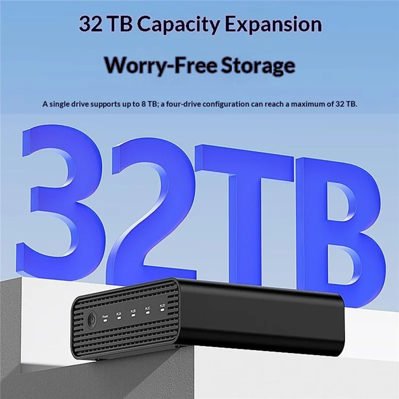 BLUEENDLESS DB2804U4 4-Bay M.2 NVMe SSD Enclosure USB4 40Gbps 32TB Capacity Aluminum RAID Support - Black