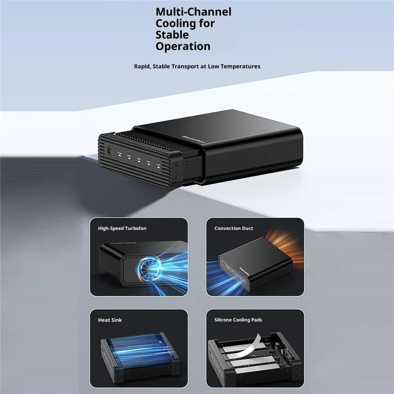 BLUEENDLESS DB2804U4 4-Bay M.2 NVMe SSD Enclosure USB4 40Gbps 32TB Capacity Aluminum RAID Support - Black