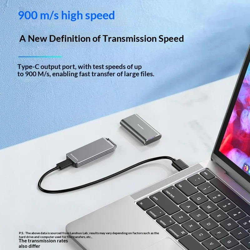 BLUEENDLESS M5N Mini NVMe Enclosure 10Gbps 2230 / 2242mm M-Key SSD USB3.1 Portable SSD Case 4TB Capacity - Grey