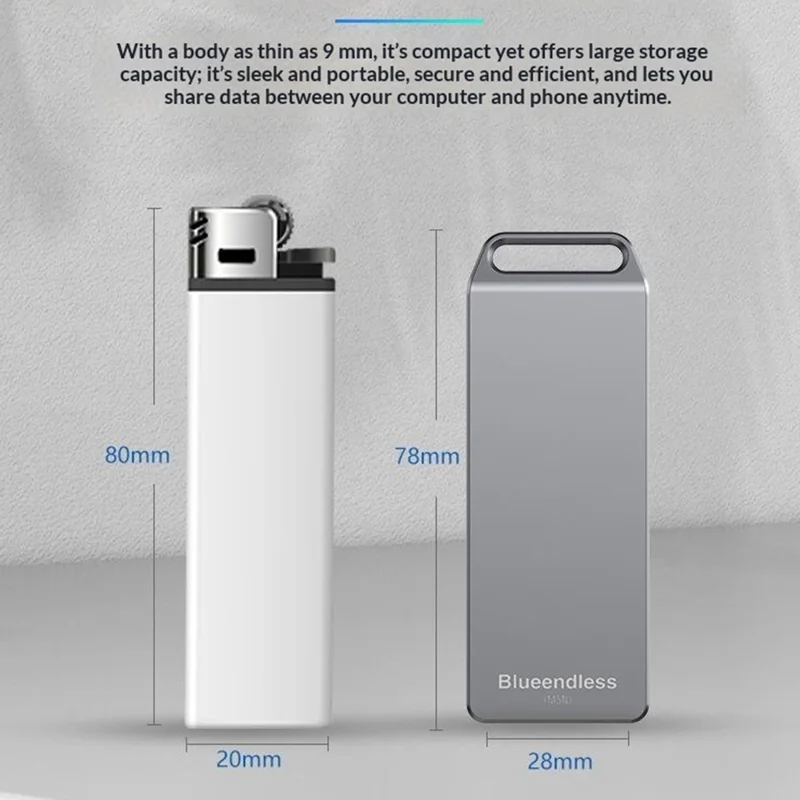 BLUEENDLESS M5N Mini NVMe Enclosure 10Gbps 2230 / 2242mm M-Key SSD USB3.1 Portable SSD Case 4TB Capacity - Grey