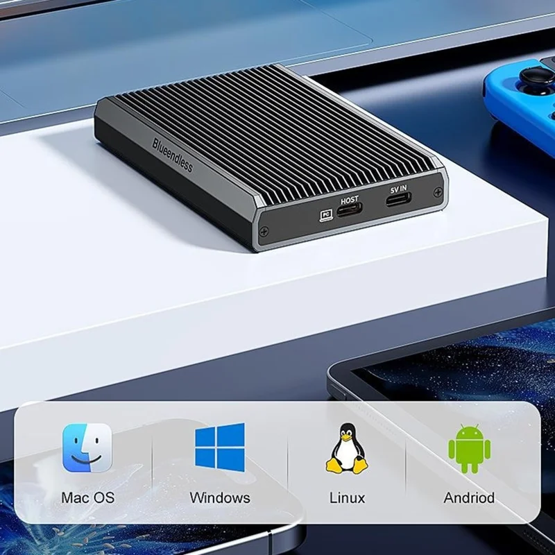 BLUEENDLESS Dual Bay M.2 NVMe Enclosure 10Gbps USB3.2 Gen1 External SSD Enclosure for Phone Tablet Game Console - Black