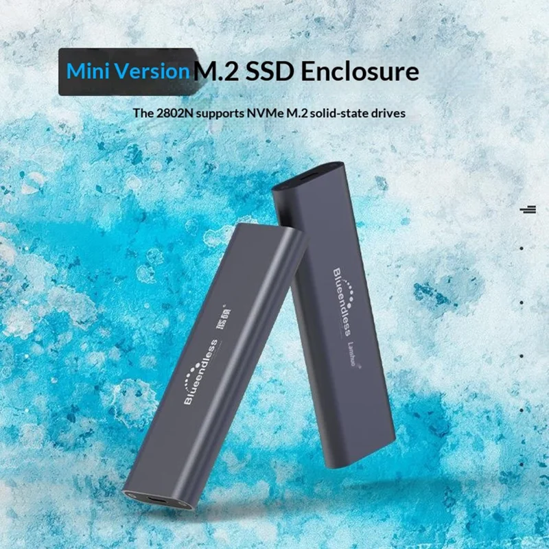 BLUEENDLESS D2802N M.2 NVMe SSD Enclosure JMS583 Controller 10Gbps USB 3.1 Gen2 Type-C External Hard Drive Case - Dark Grey