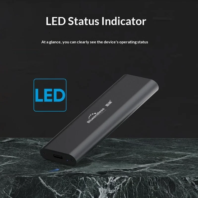 BLUEENDLESS D2802N M.2 NVMe SSD Enclosure JMS583 Controller 10Gbps USB 3.1 Gen2 Type-C External Hard Drive Case - Dark Grey