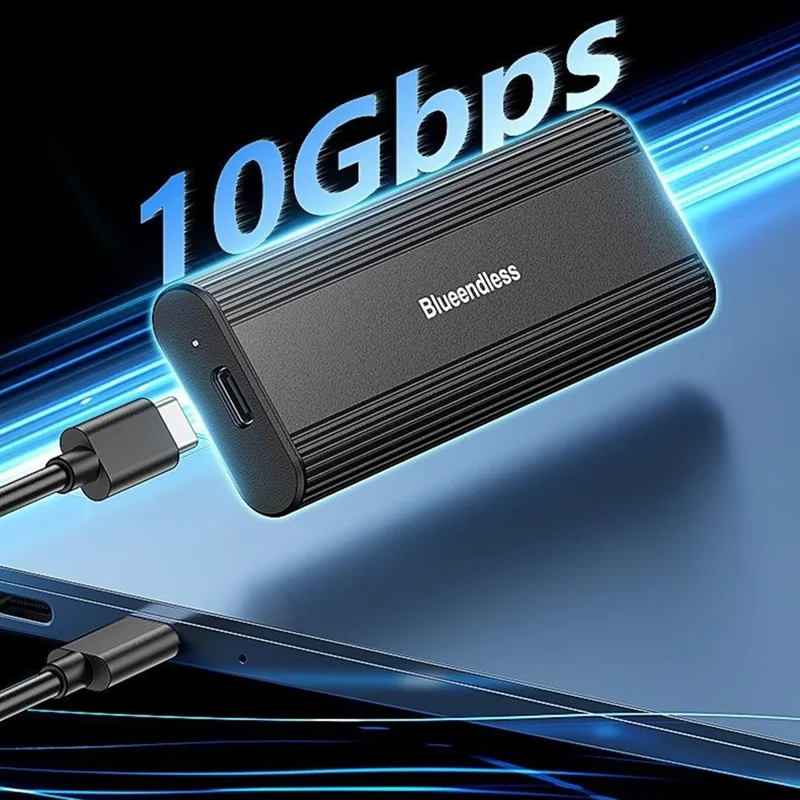 BLUEENDLESS DM2821SN M.2 SSD Enclosure Dual Protocol NVMe SATA USB 3.2 Gen2 10Gbps Passive Cooling External Hard Drive Case - Black