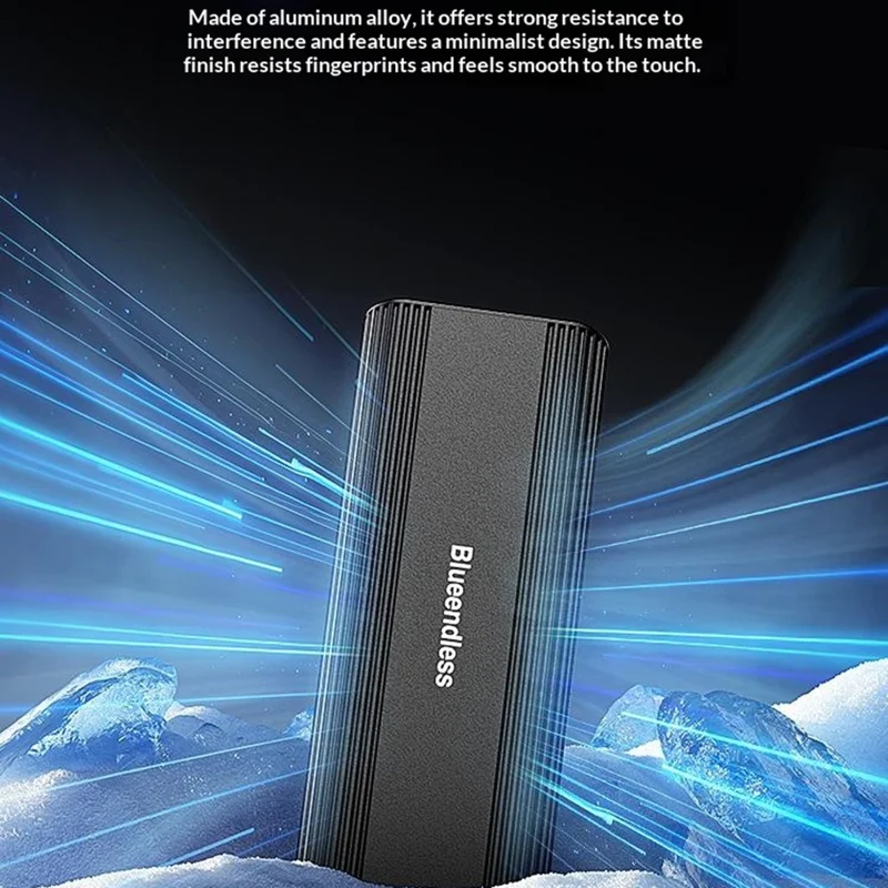 BLUEENDLESS DM2821SN M.2 SSD Enclosure Dual Protocol NVMe SATA USB 3.2 Gen2 10Gbps Passive Cooling External Hard Drive Case - Black