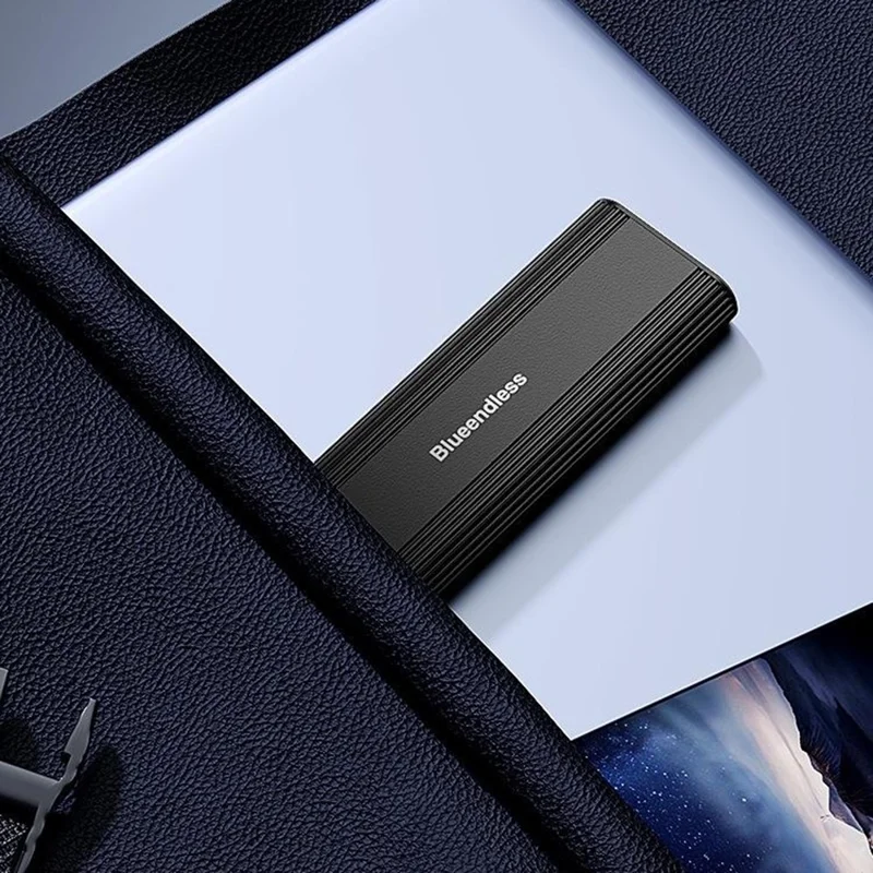BLUEENDLESS DM2821SN M.2 SSD Enclosure Dual Protocol NVMe SATA USB 3.2 Gen2 10Gbps Passive Cooling External Hard Drive Case - Black