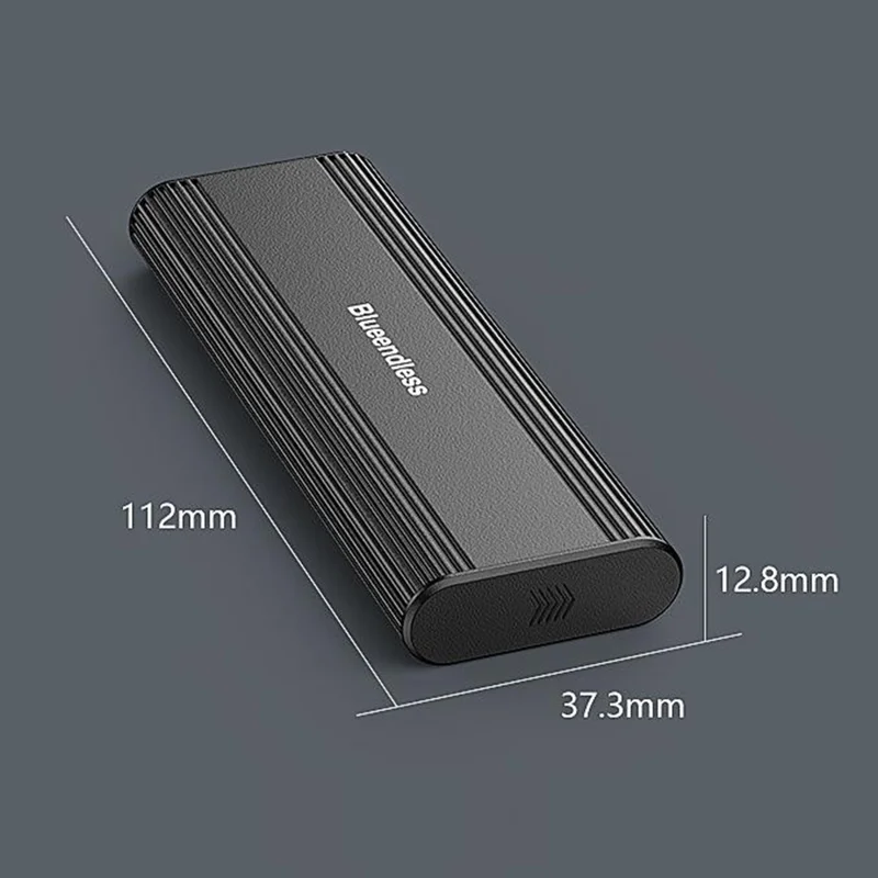 BLUEENDLESS DM2821SN M.2 SSD Enclosure Dual Protocol NVMe SATA USB 3.2 Gen2 10Gbps Passive Cooling External Hard Drive Case - Black